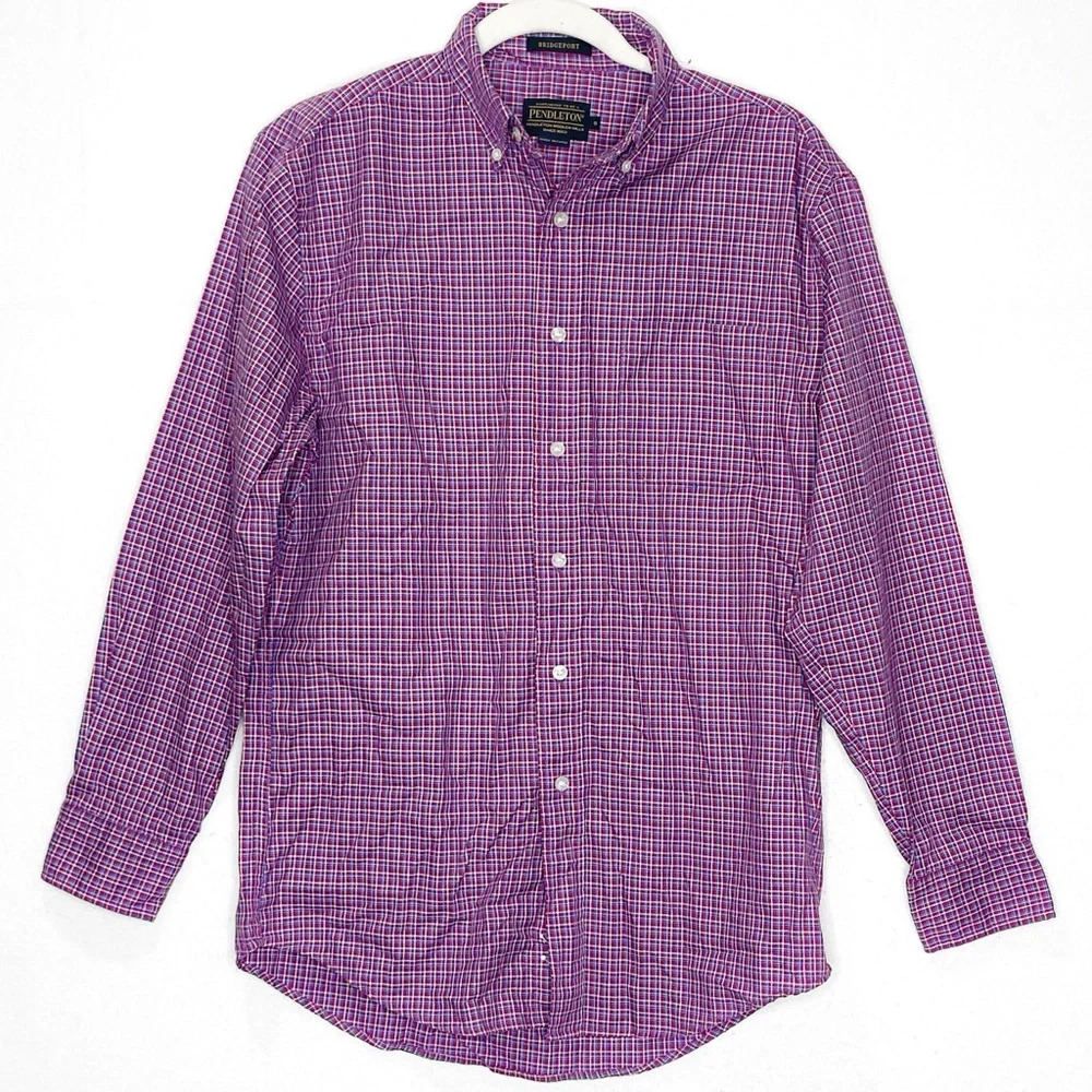 Pendleton Men's Bridgeport Long Sleeve Button Down Purple Plaid Shirt Size Small